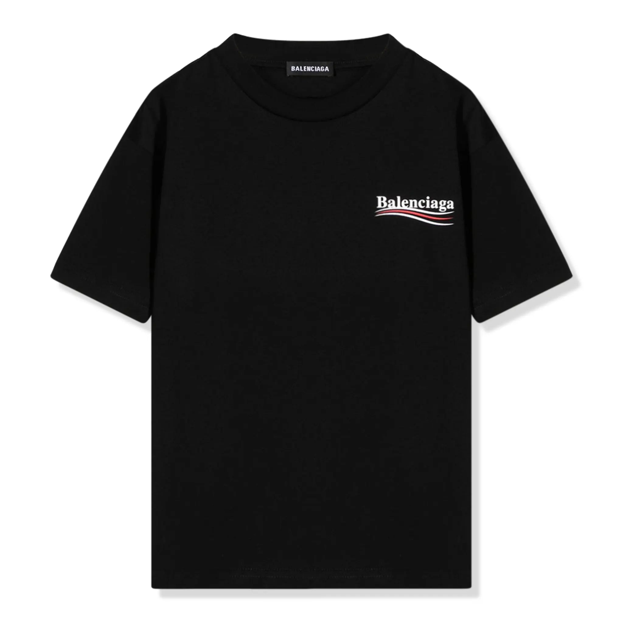 Front View of Preloved - Balenciaga Political Logo Kids Black T-Shirt